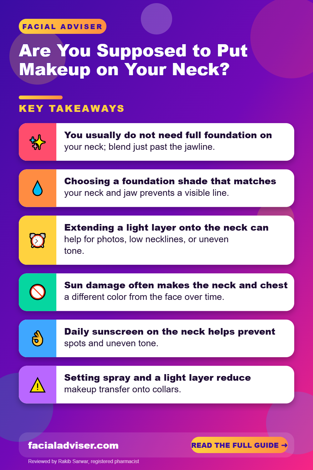 Are You Supposed to Put Makeup on Your Neck?: key takeaways infographic