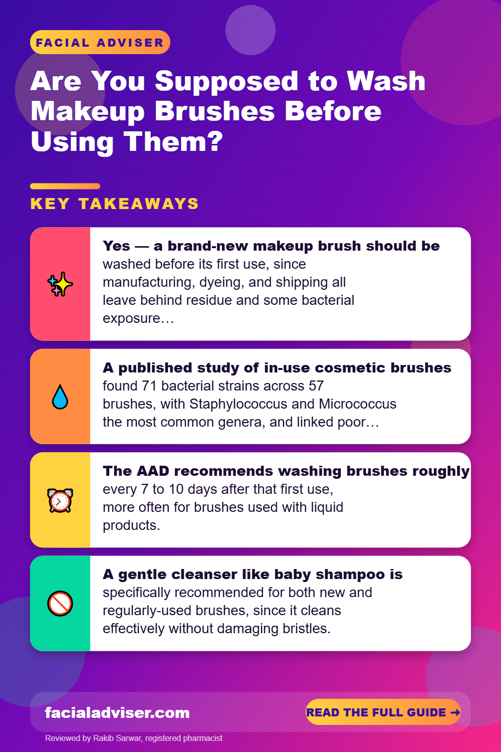 Are You Supposed to Wash Makeup Brushes Before Using Them?: key takeaways infographic
