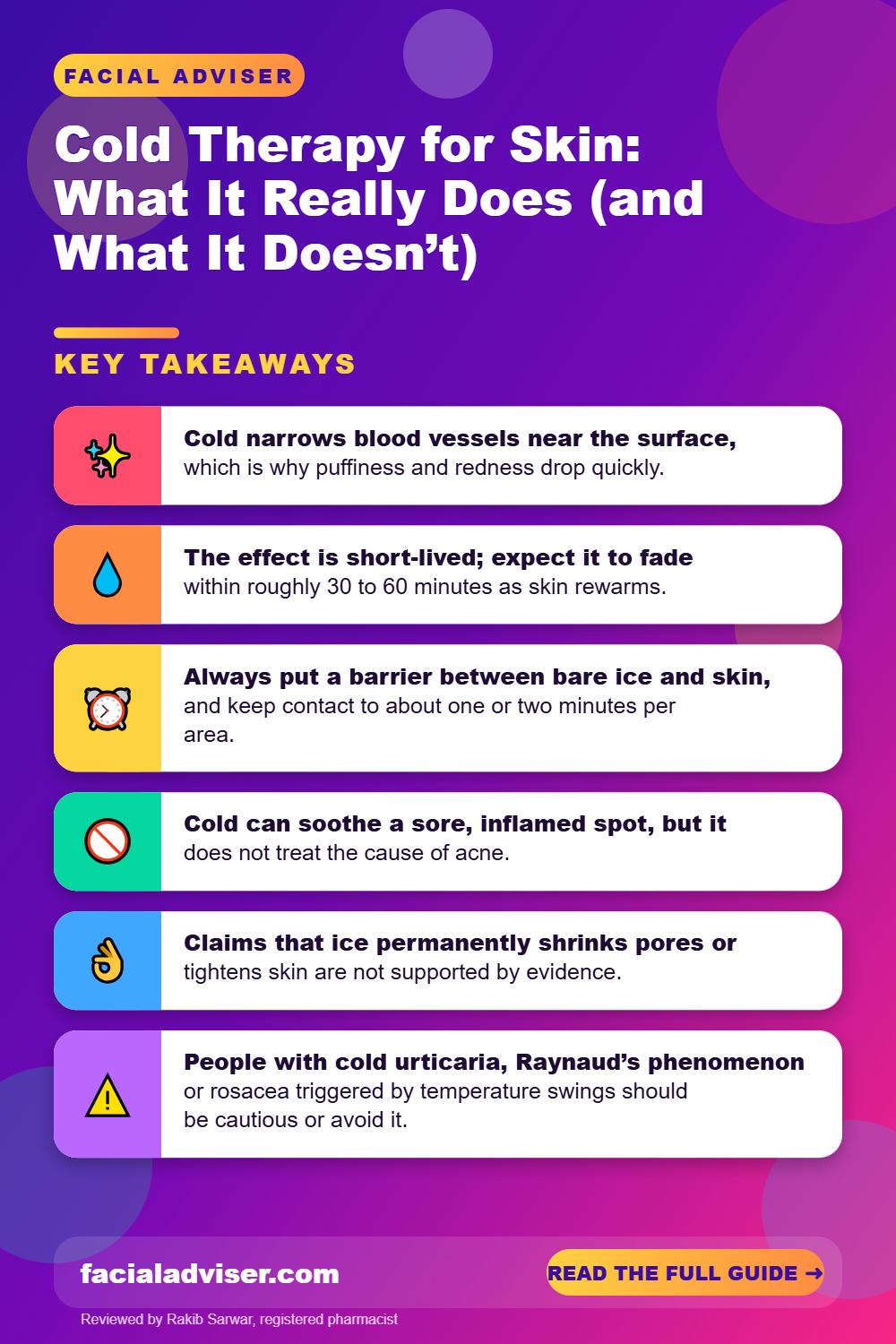 Cold Therapy for Skin: What It Really Does (and What It Doesn’t): key takeaways infographic
