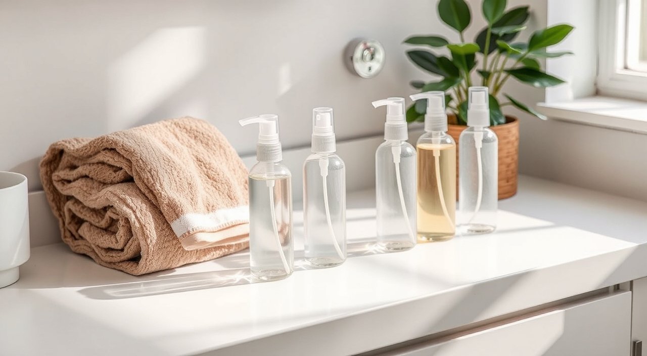 Best hypochlorous acid sprays for face - spray bottles on a clean counter