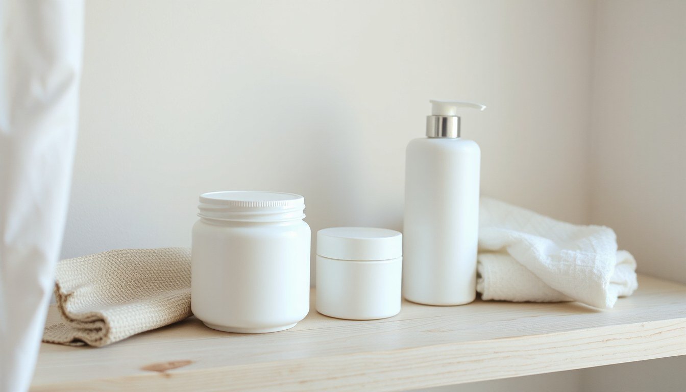 Best Konjac Sponges for Sensitive Skin - moisturizer jar and pump bottle