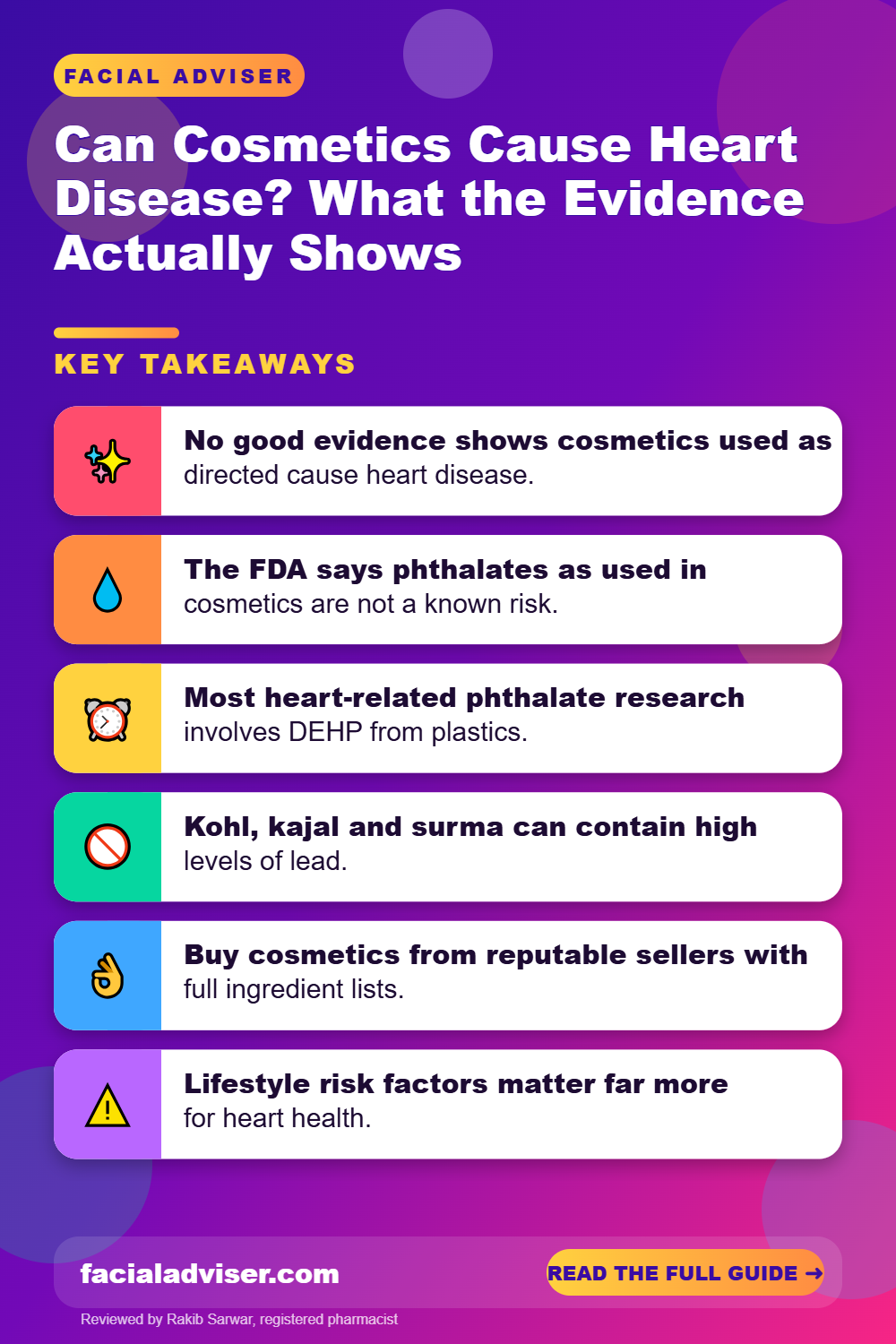 Can Cosmetics Cause Heart Disease? What the Evidence Actually Shows: key takeaways infographic
