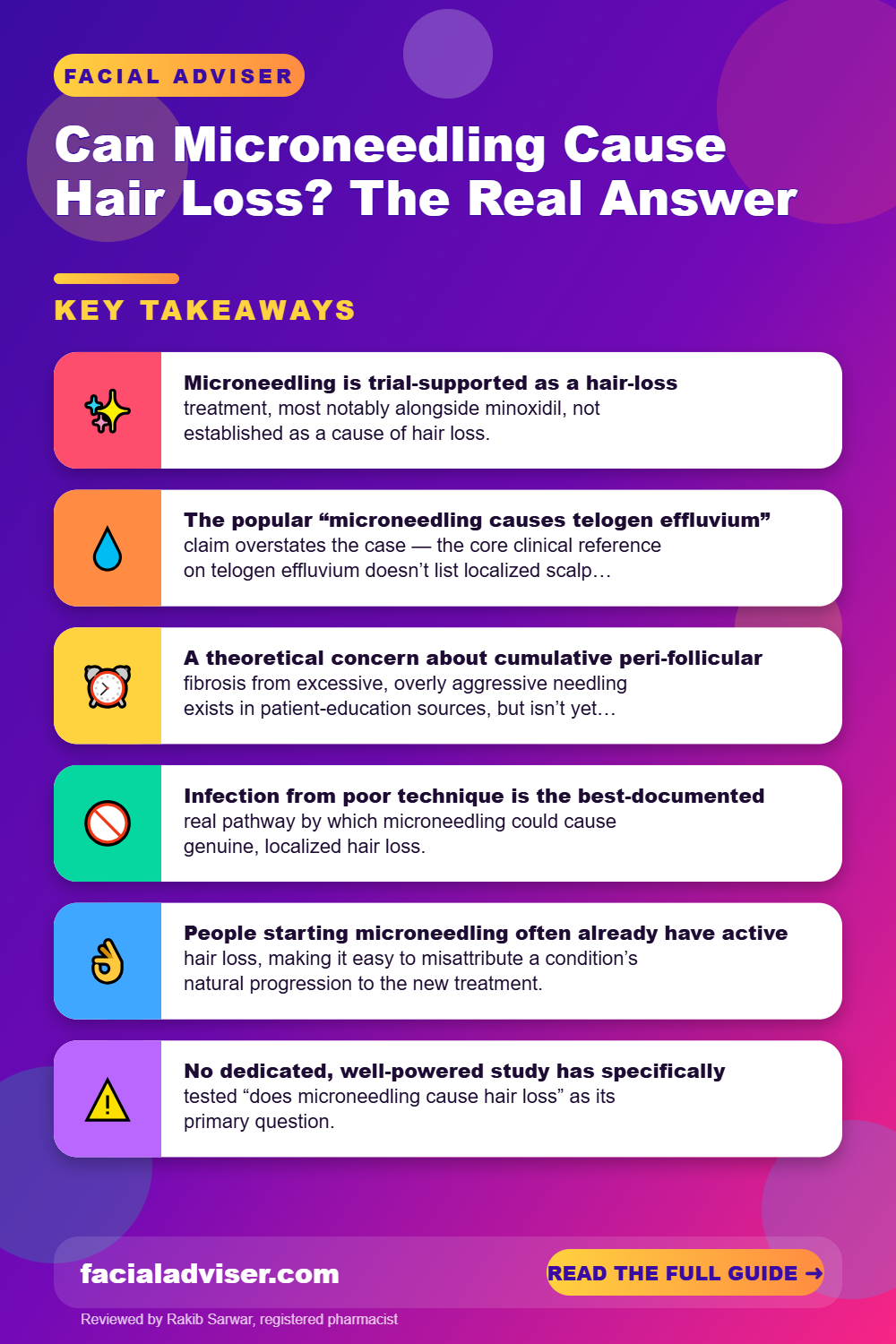 Can Microneedling Cause Hair Loss? The Real Answer: key takeaways infographic