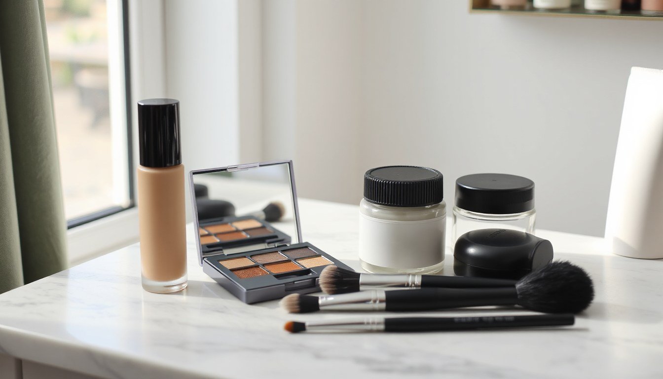 Dermaflash DERMAPORE - makeup brushes and palette on a vanity