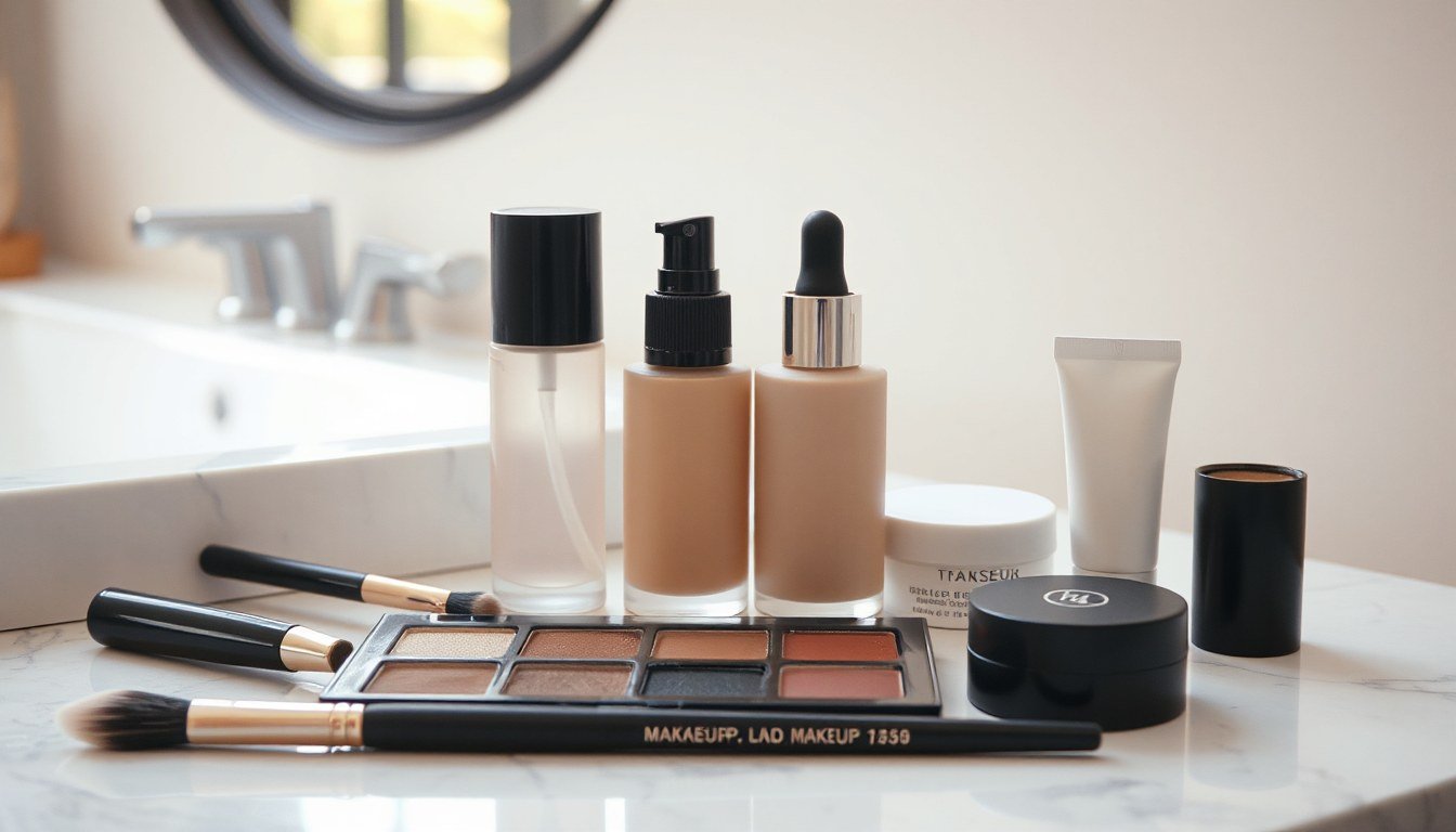 DERMAFLASH LUXE - makeup brushes and palette on a vanity