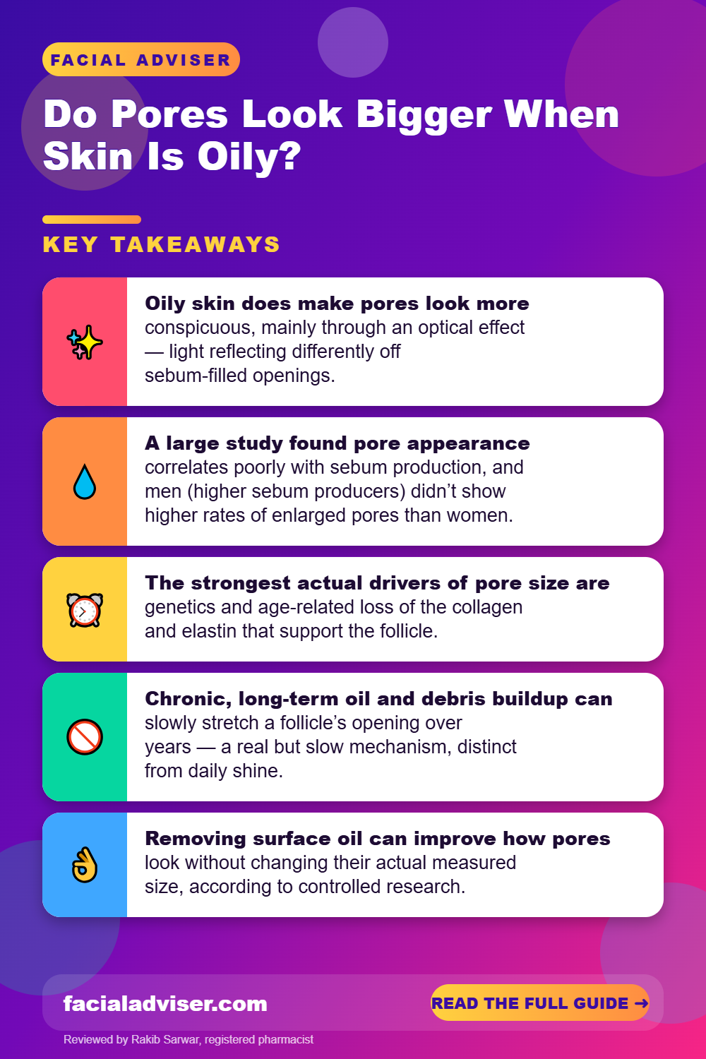 Do Pores Look Bigger When Skin Is Oily?: key takeaways infographic