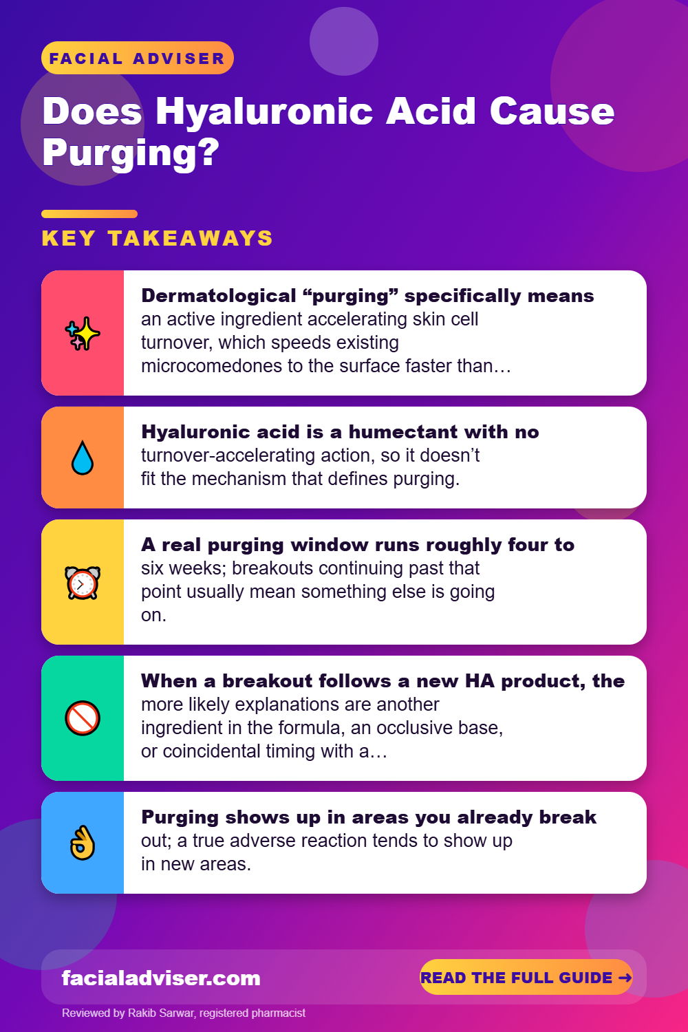 Does Hyaluronic Acid Cause Purging?: key takeaways infographic