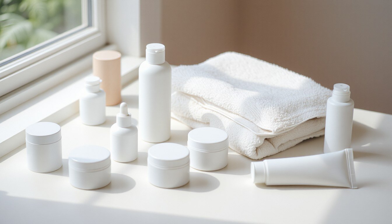 FOREO LUNA 4 - skincare products in a clean flat-lay