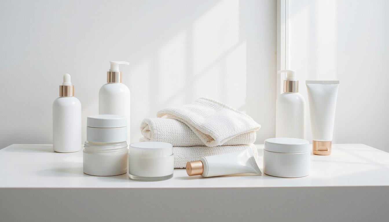 FOREO LUNA mini 2 - skincare products in a clean flat-lay