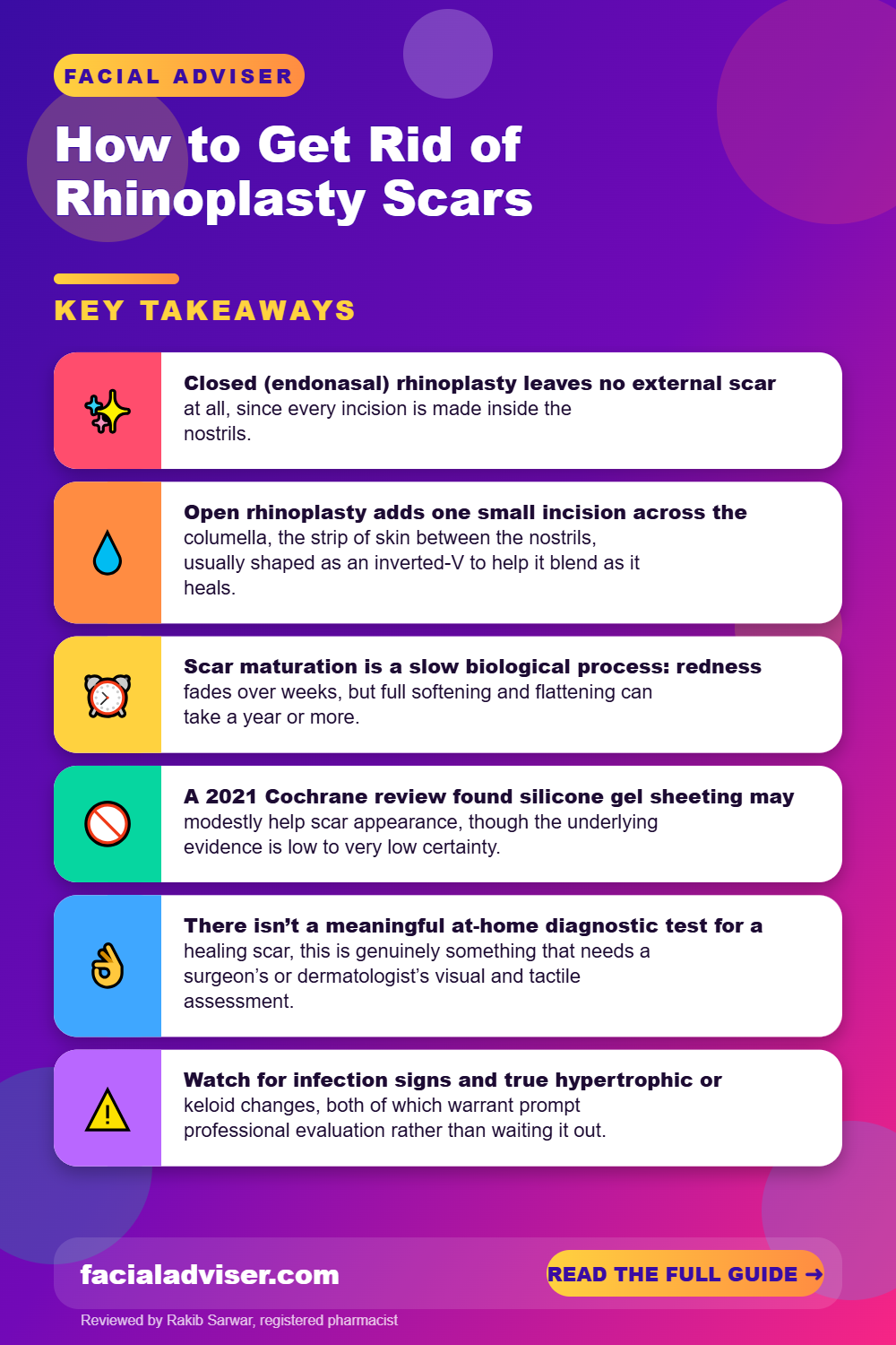 How to Get Rid of Rhinoplasty Scars: key takeaways infographic