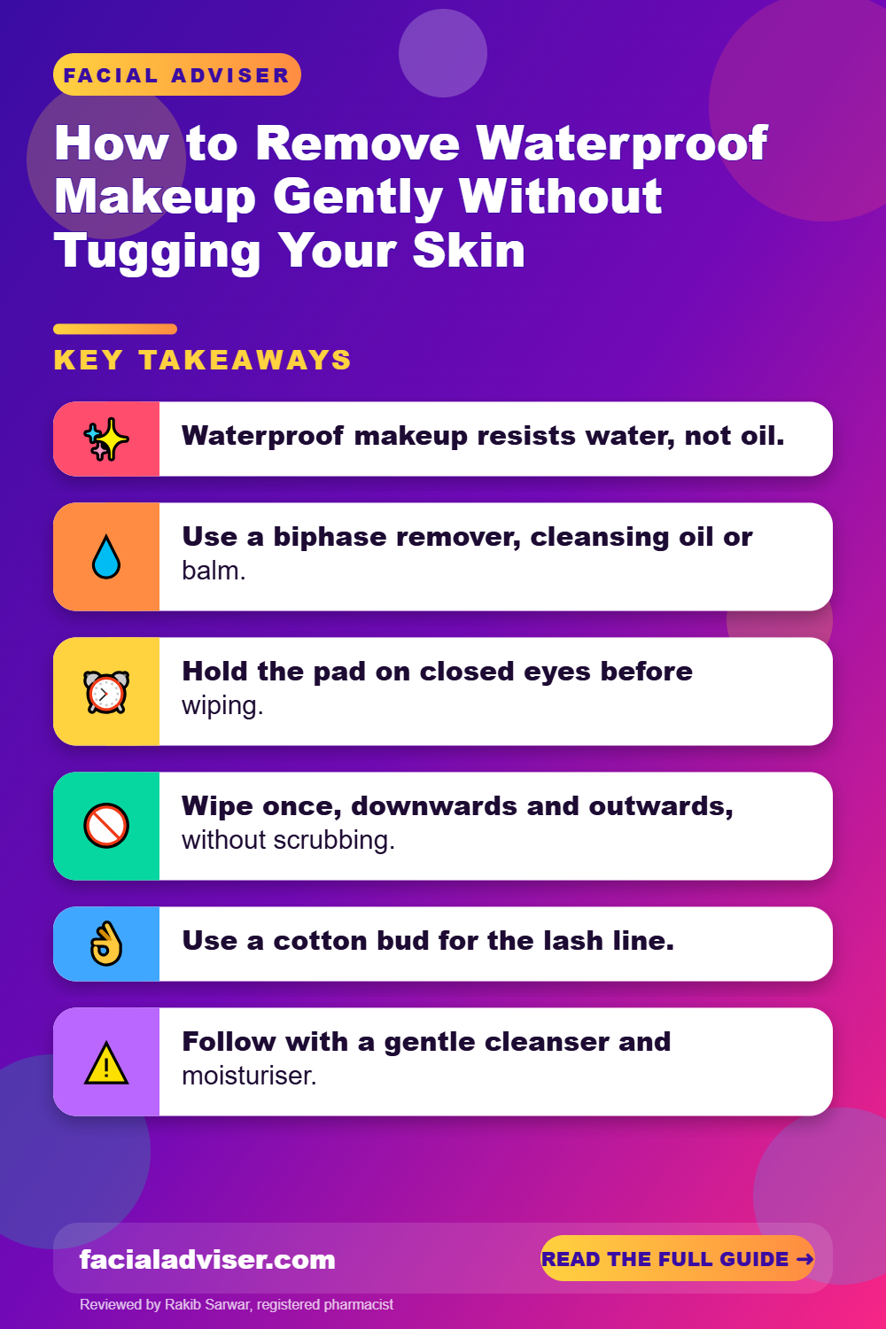 How to Remove Waterproof Makeup Gently Without Tugging Your Skin: key takeaways infographic