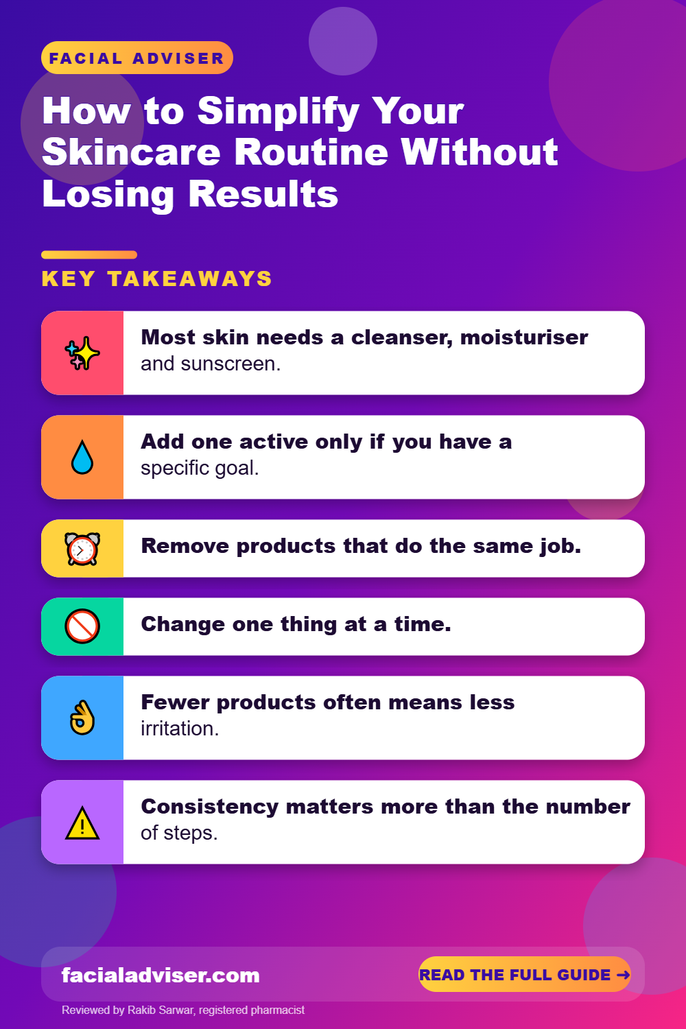 How to Simplify Your Skincare Routine Without Losing Results: key takeaways infographic