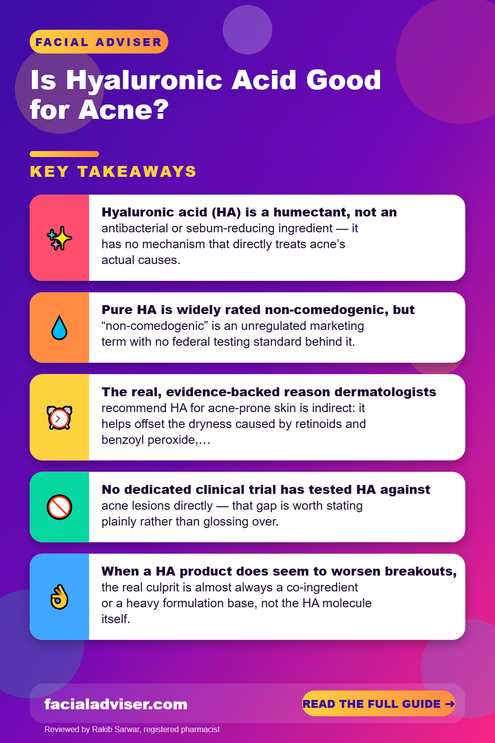 Is Hyaluronic Acid Good for Acne?: key takeaways infographic