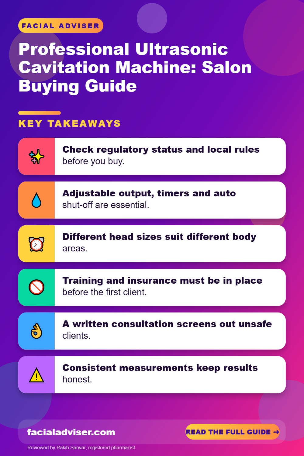 Professional Ultrasonic Cavitation Machine: Salon Buying Guide: key takeaways infographic