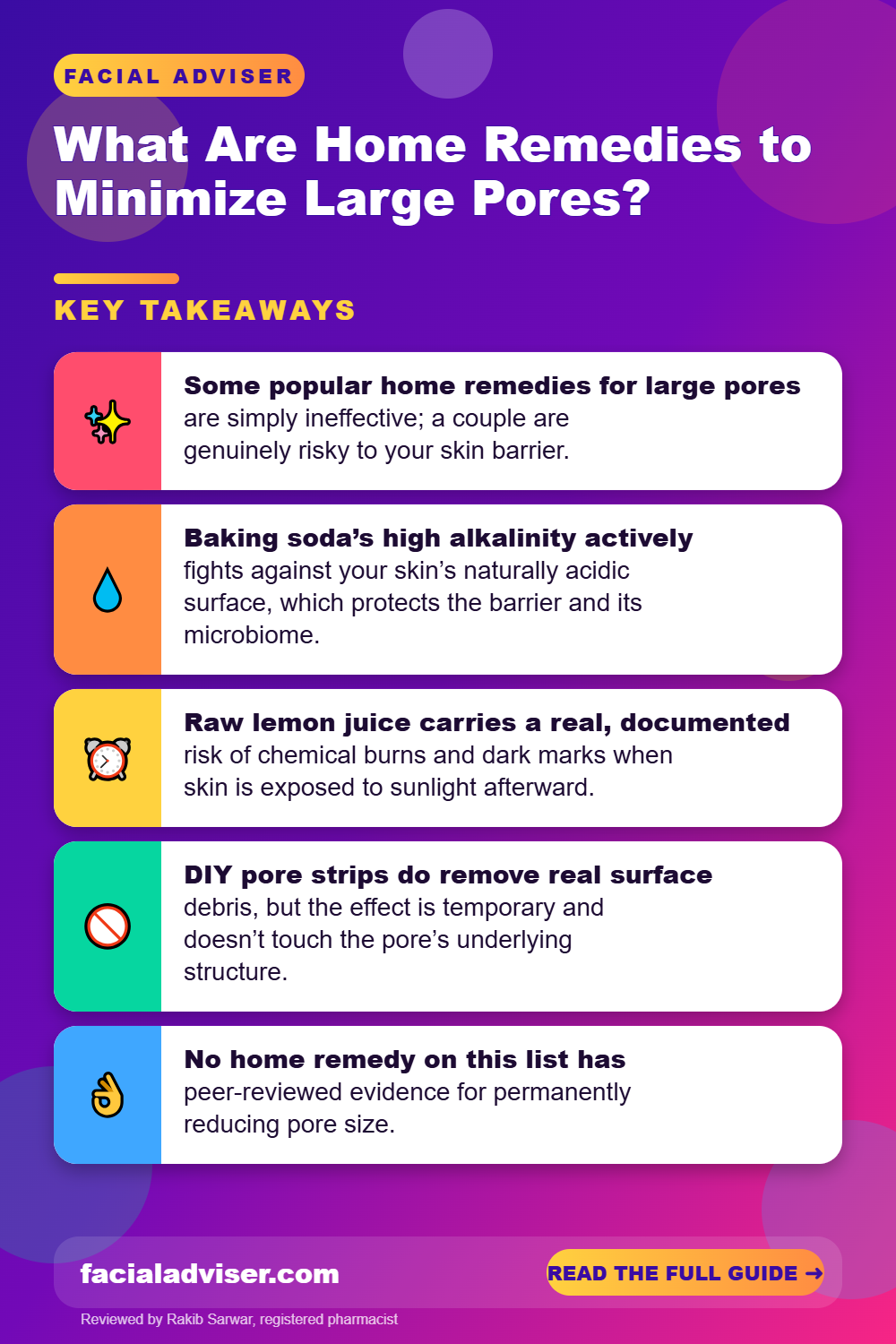 What Are Home Remedies to Minimize Large Pores?: key takeaways infographic
