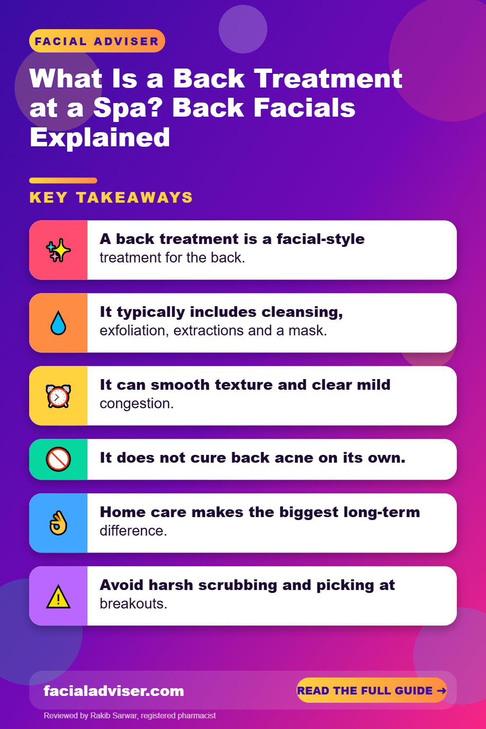 What Is a Back Treatment at a Spa? Back Facials Explained: key takeaways infographic