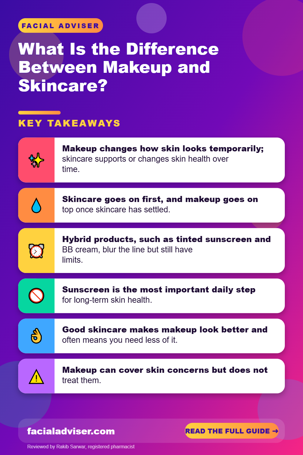 What Is the Difference Between Makeup and Skincare?: key takeaways infographic