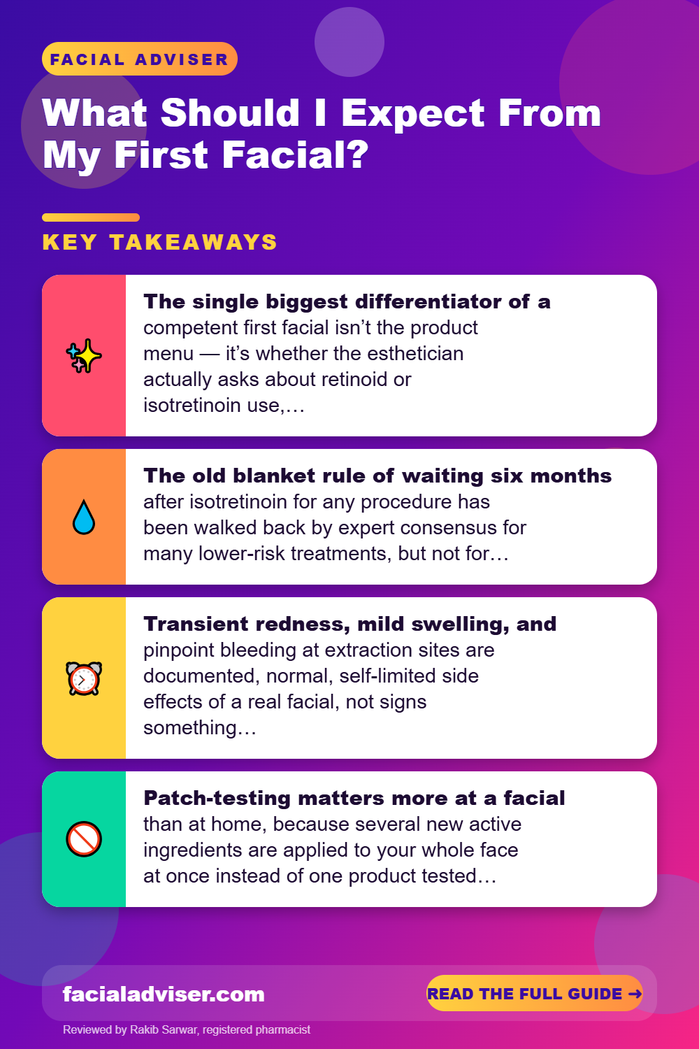 What Should I Expect From My First Facial?: key takeaways infographic