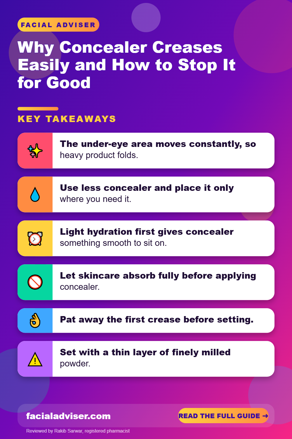 Why Concealer Creases Easily and How to Stop It for Good: key takeaways infographic