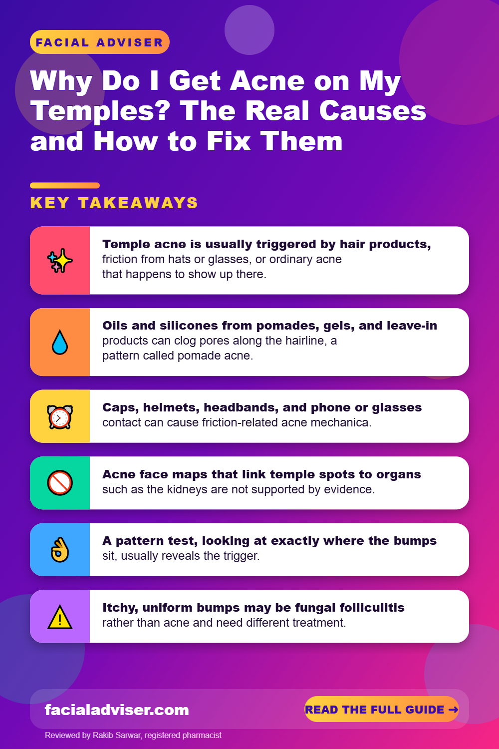 Why Do I Get Acne on My Temples? The Real Causes and How to Fix Them: key takeaways infographic