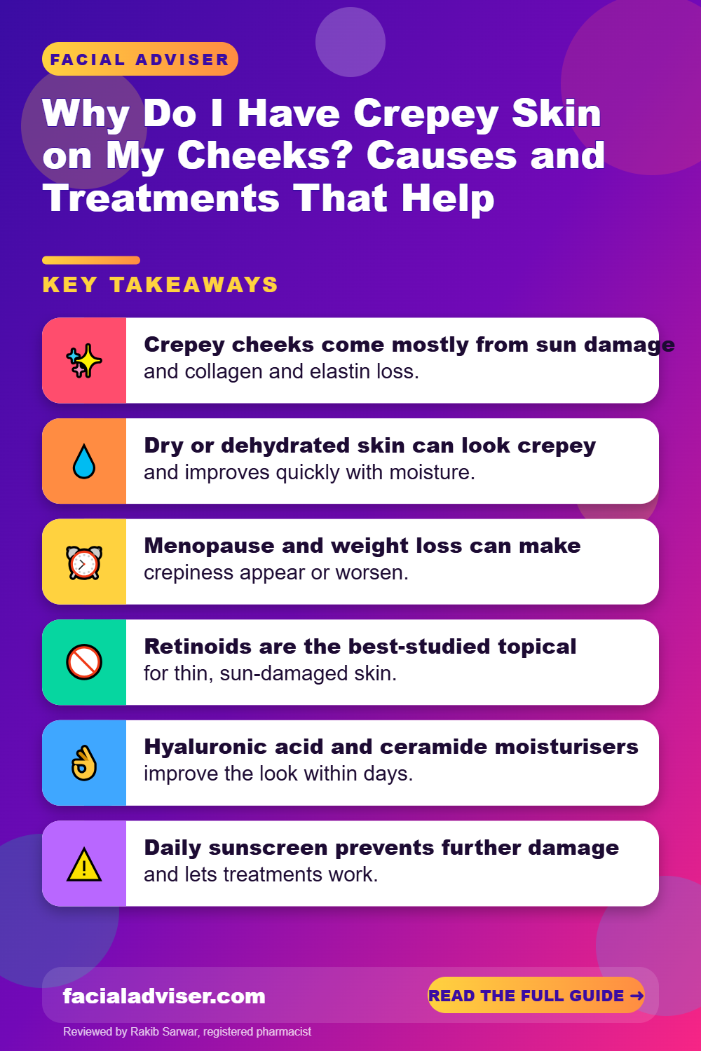 Why Do I Have Crepey Skin on My Cheeks? Causes and Treatments That Help: key takeaways infographic