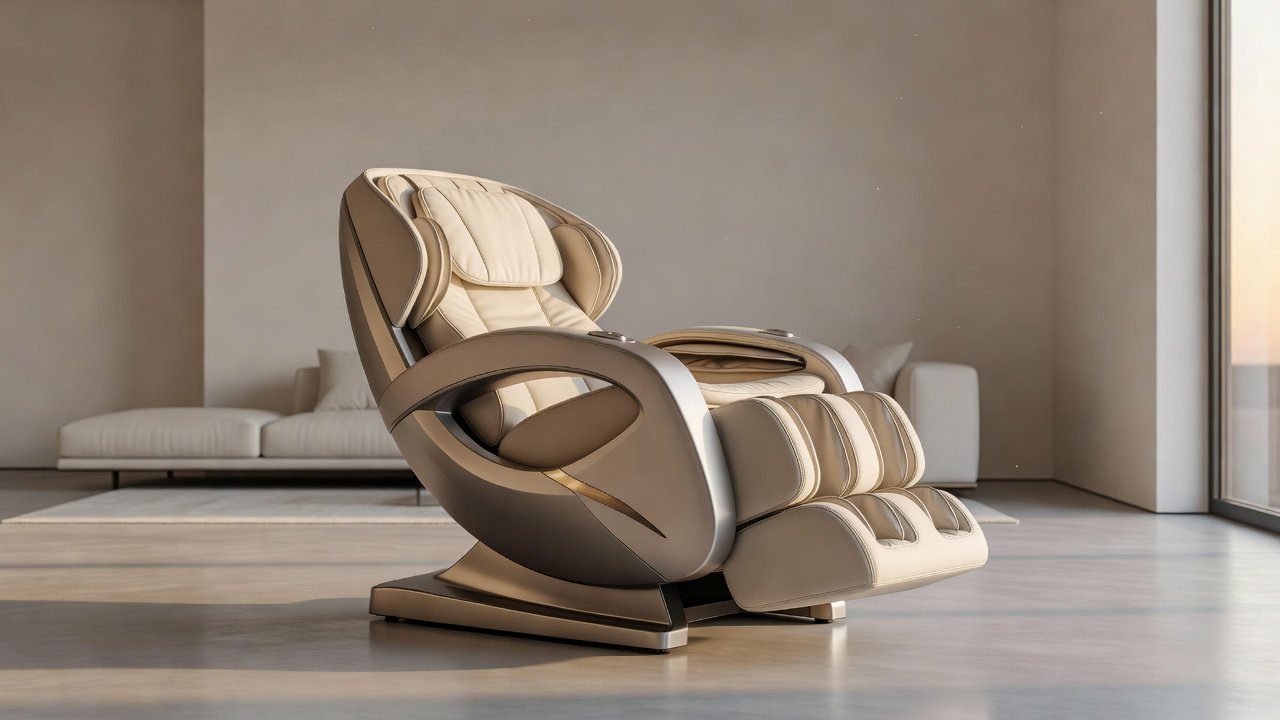 Full-body zero gravity massage chair in a modern living room